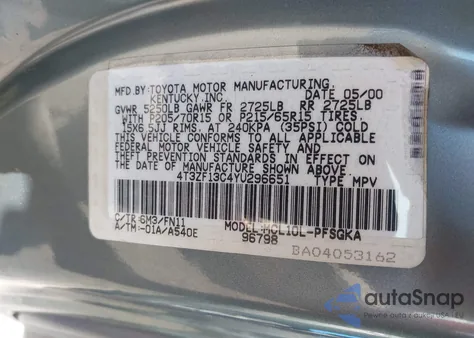 2000 Toyota Sienna Le from USA, damaged, VIN 4T3ZF13C4YU296651
